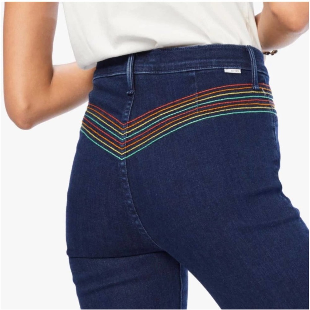 MOTHER High Rise Jeans with Vibrant Stitching